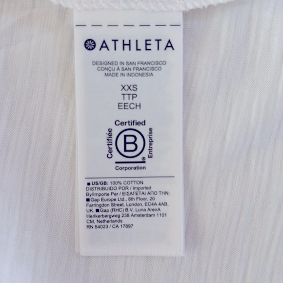 Athleta Essential Slub Tee. White. XXS. 100% Supima Cotton. NWT. - Picture 6 of 6